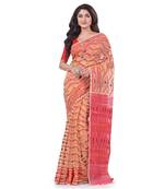 Cream Woven Cotton Saree Without Blouse