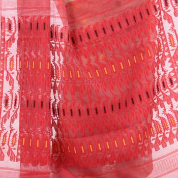 Cream Woven Cotton Saree Without Blouse 3
