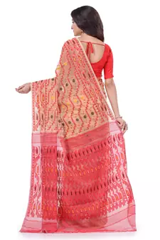 Cream Woven Cotton Saree Without Blouse