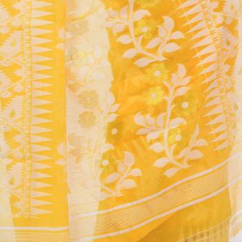 Yellow Woven Cotton Saree Without Blouse 3