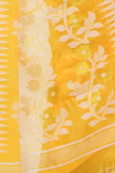 Yellow Woven Cotton Saree Without Blouse