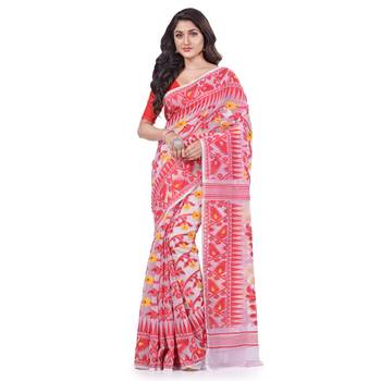 Red Woven Cotton Saree Without Blouse 1