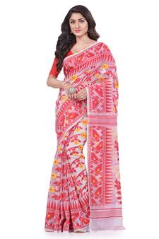 Red Woven Cotton Saree Without Blouse