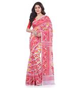 Red Woven Cotton Saree Without Blouse
