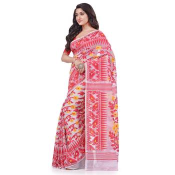 Red Woven Cotton Saree Without Blouse 2