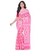 Pink Woven Cotton Saree Without Blouse