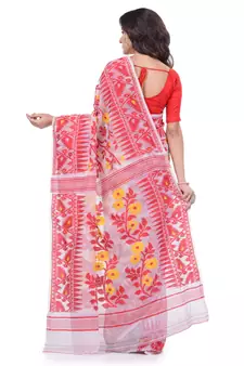 Red Woven Cotton Saree Without Blouse