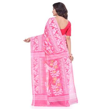 Pink Woven Cotton Saree Without Blouse 4