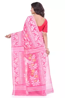 Pink Woven Cotton Saree Without Blouse