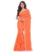 Orange Woven Cotton Saree Without Blouse