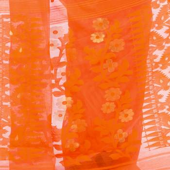 Orange Woven Cotton Saree Without Blouse 3