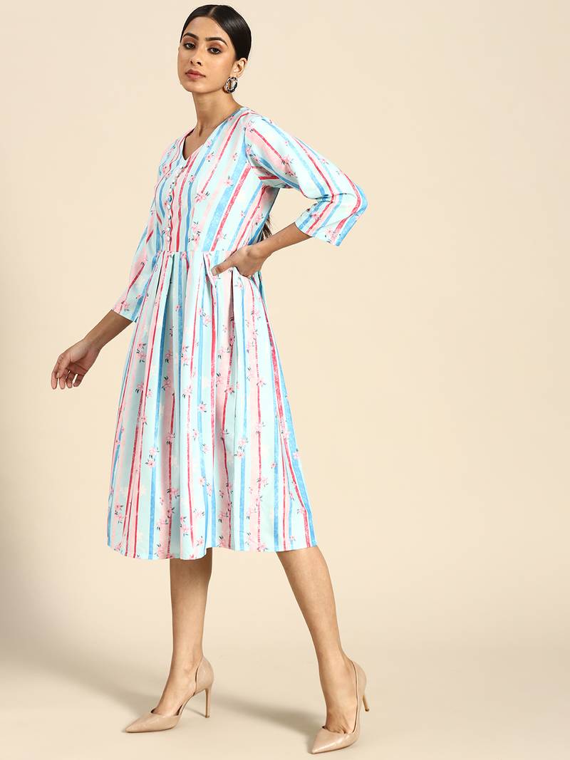 Multi Color Printed American Crepe Styles Women's Kurtis.