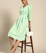 Light Green Color Printed American Crepe Styles Women's Kurtis.