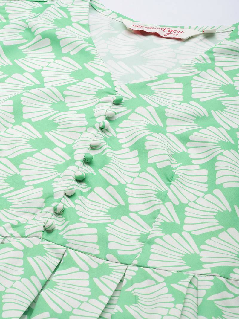 Light Green Color Printed American Crepe Styles Women's Kurtis.