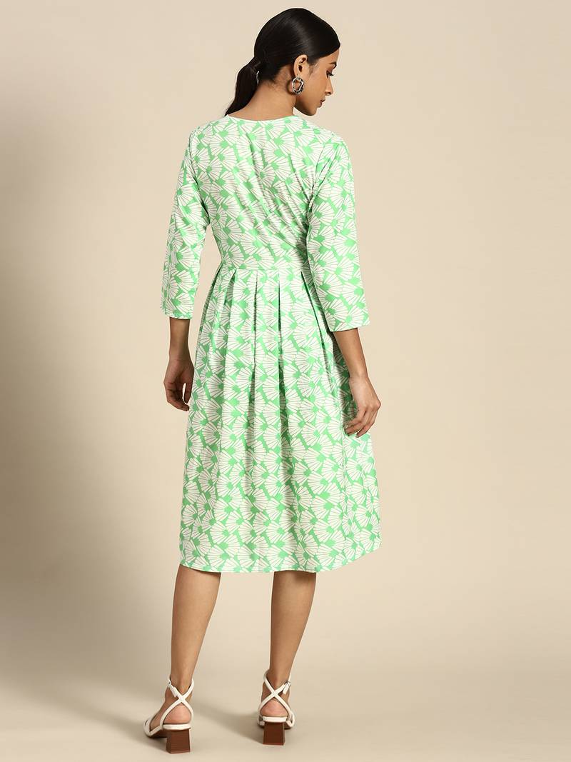 Light Green Color Printed American Crepe Styles Women's Kurtis.