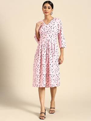 Pink Color Printed American Crepe Styles Women's Kurtis. 2