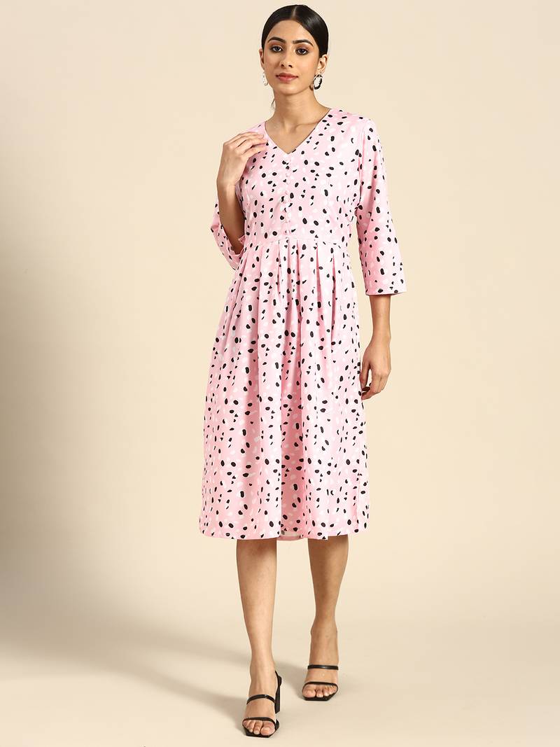 Pink Color Printed American Crepe Styles Women's Kurtis.