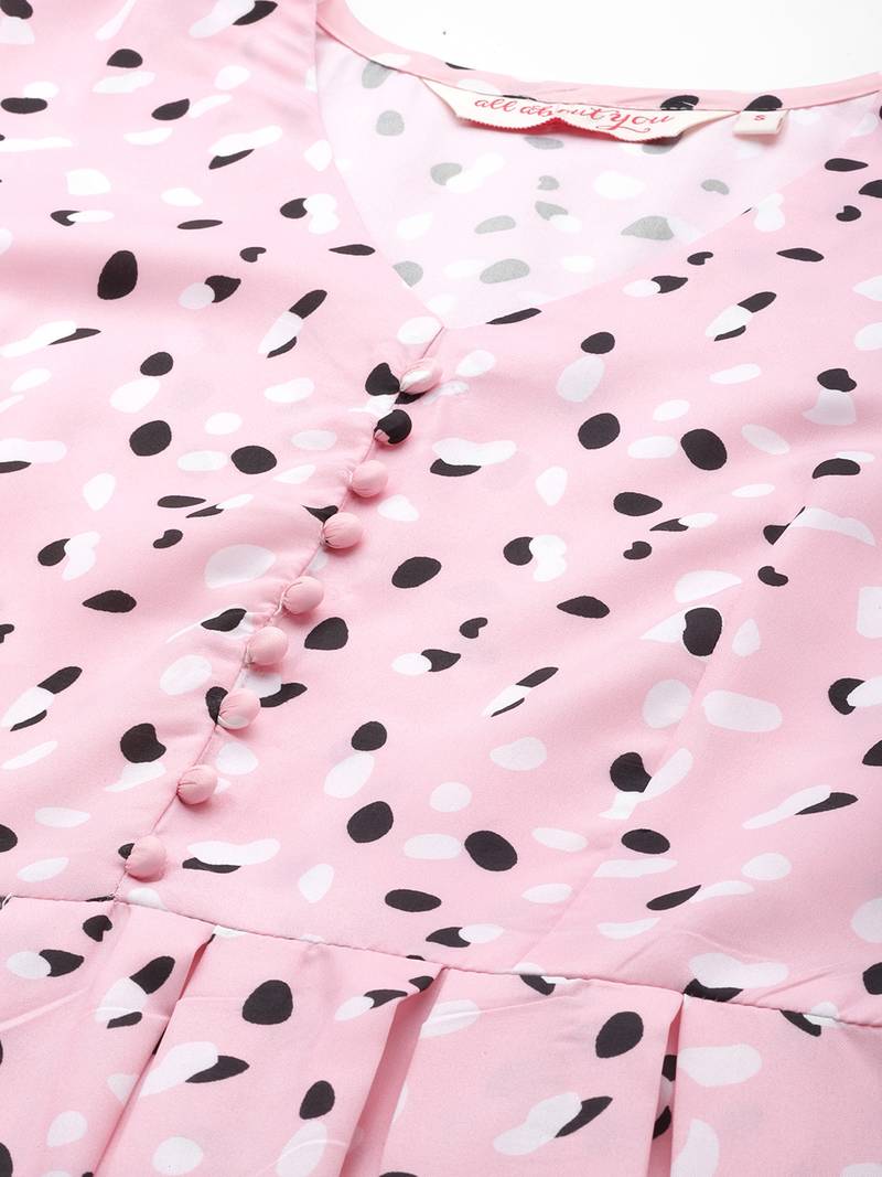 Pink Color Printed American Crepe Styles Women's Kurtis.