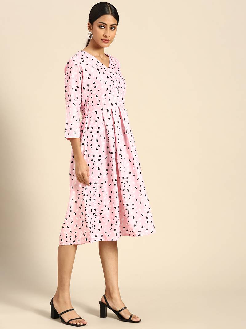Pink Color Printed American Crepe Styles Women's Kurtis.