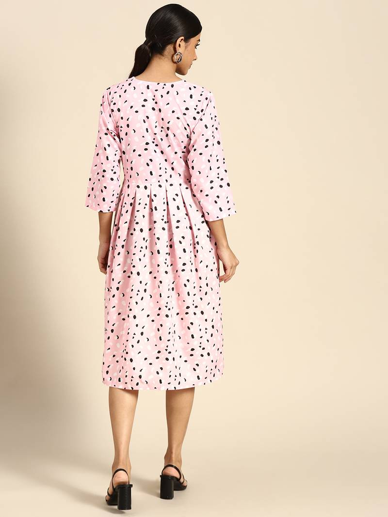 Pink Color Printed American Crepe Styles Women's Kurtis.