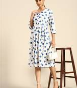 Off White Color Printed American Crepe Styles Women's Kurtis.