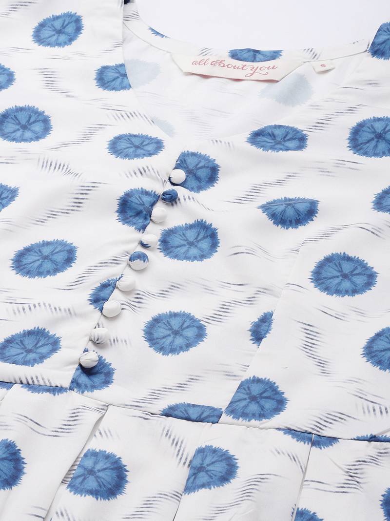 Off White Color Printed American Crepe Styles Women's Kurtis.