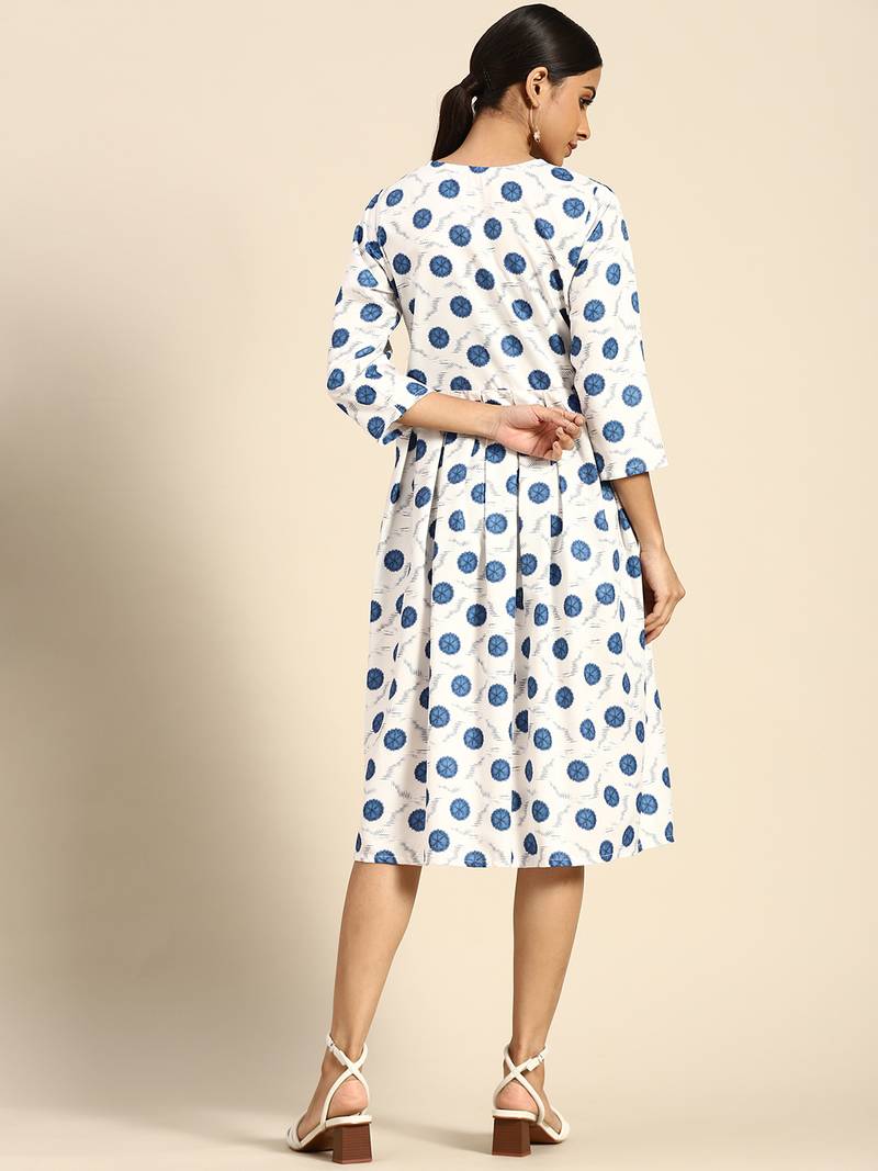 Off White Color Printed American Crepe Styles Women's Kurtis.
