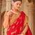 Red woven silk saree with blouse