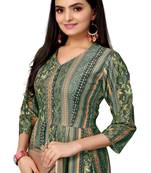 Dark Green Color Printed American Crepe Styles Women's Kurtis.