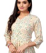Off White Color Printed American Crepe Styles Women's Kurtis.
