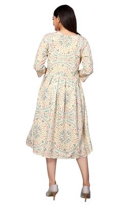 Off White Color Printed American Crepe Styles Women's Kurtis. 2