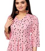 Pink Color Printed American Crepe Styles Women's Kurtis.