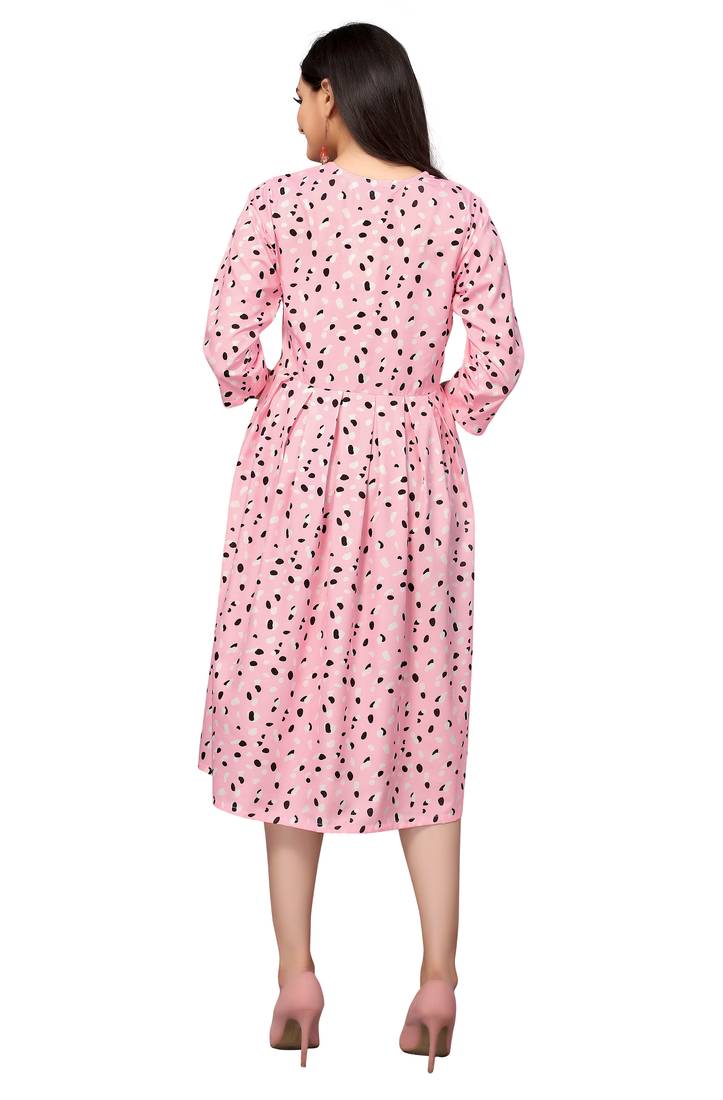 Pink Color Printed American Crepe Styles Women's Kurtis.