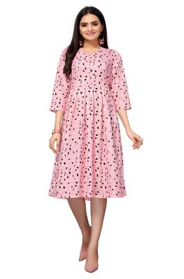 Pink Color Printed American Crepe Styles Women's Kurtis. 3