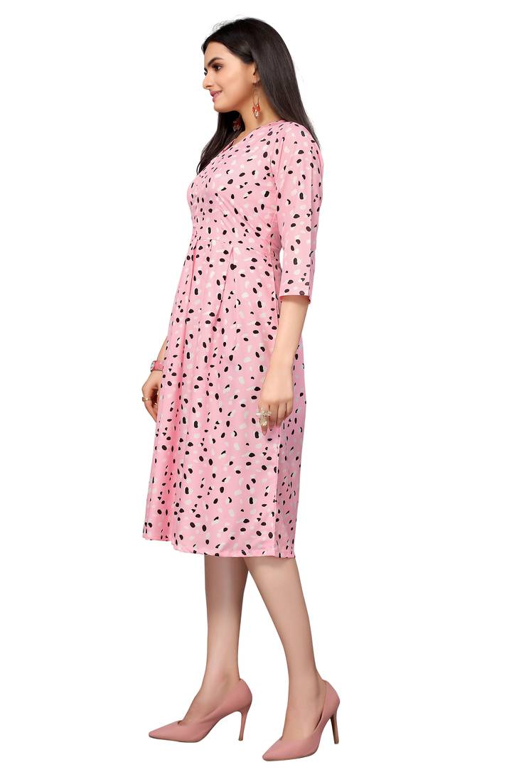 Pink Color Printed American Crepe Styles Women's Kurtis.