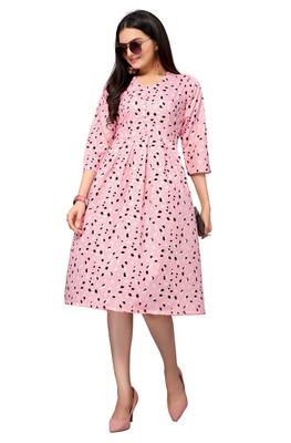 Pink Color Printed American Crepe Styles Women's Kurtis. 5