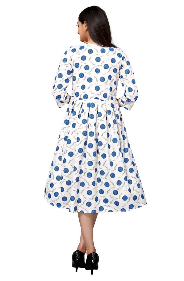 Off White Color Printed American Crepe Styles Women's Kurtis.