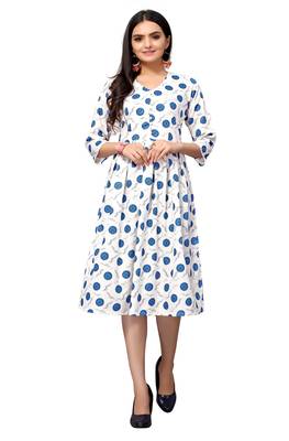 Off White Color Printed American Crepe Styles Women's Kurtis. 3