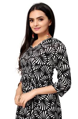 Black Color Printed American Crepe Styles Women's Kurtis. 1