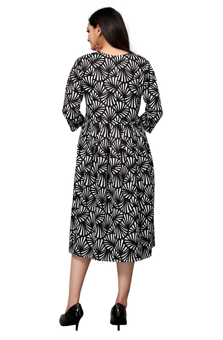 Black Color Printed American Crepe Styles Women's Kurtis.