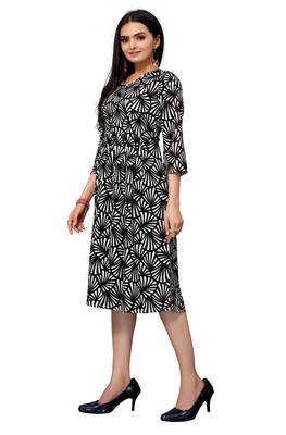 Black Color Printed American Crepe Styles Women's Kurtis. 4