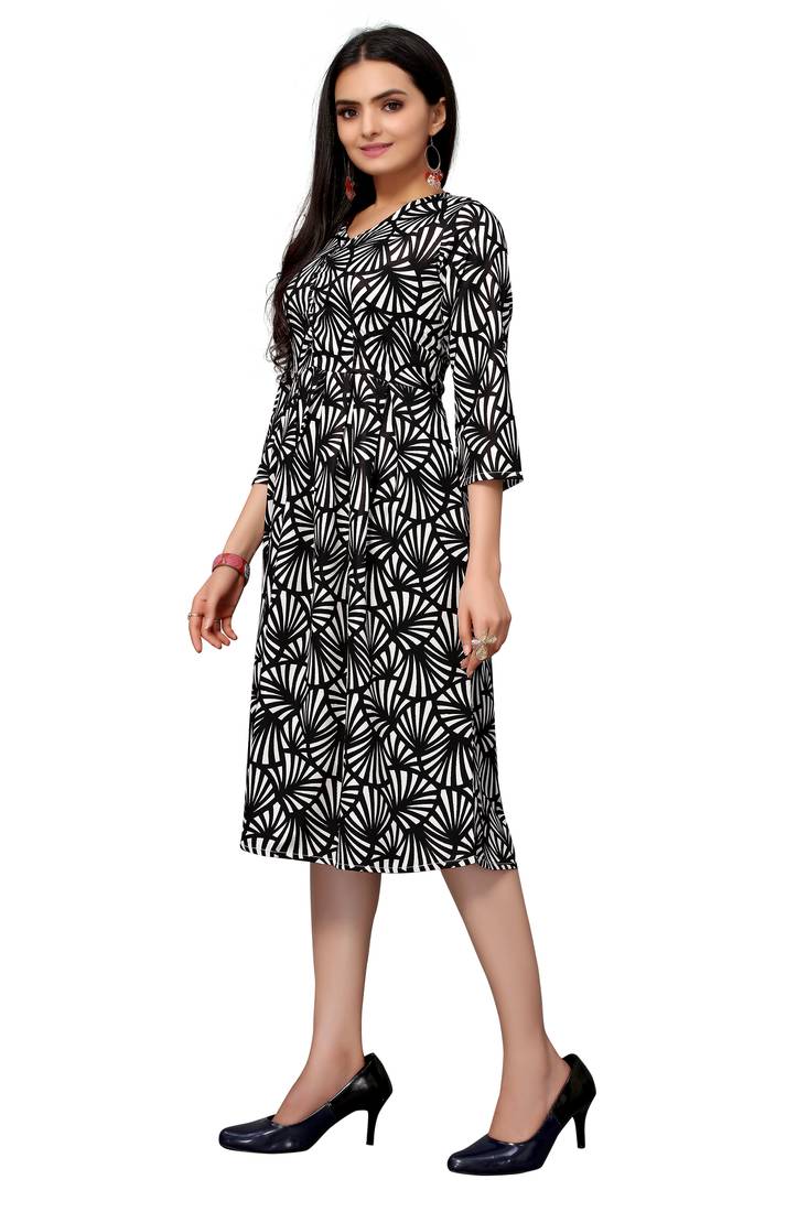 Black Color Printed American Crepe Styles Women's Kurtis.