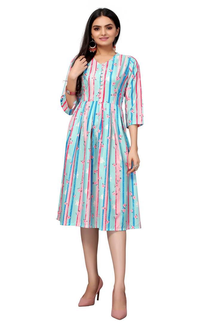 Multi Color Printed American Crepe Styles Women's Kurtis.