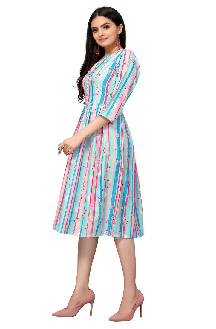 Multi Color Printed American Crepe Styles Women's Kurtis.