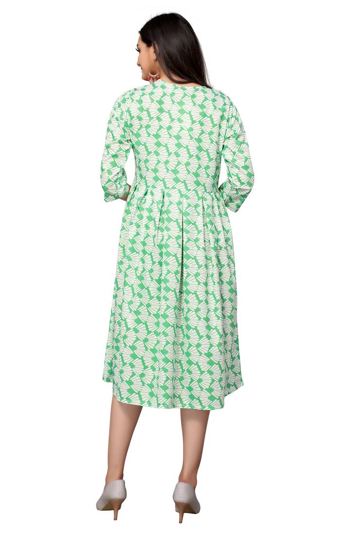 Light Green Color Printed American Crepe Styles Women's Kurtis.