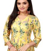 Mustard Color Printed American Crepe Styles Women's Kurtis.