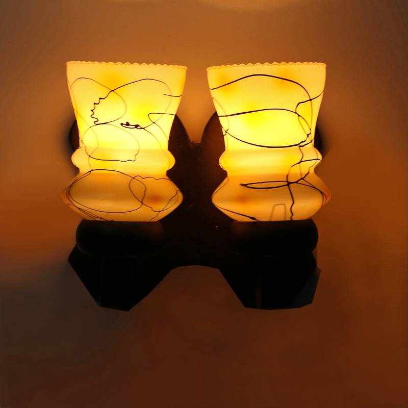LED Compactable Wood & Glass Wall Lamp Light - AK1, Pack Of 2 - Afast ...