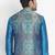 Green woven silk blend nehru-jacket