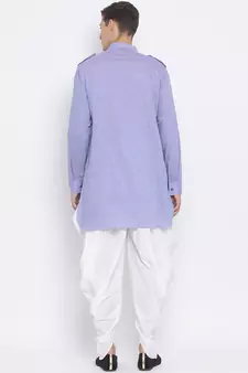 Blue Woven Blended Cotton Dhoti-Kurta