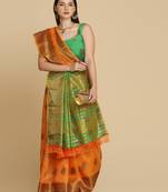 Orange Organza Silk With Stone Work Saree